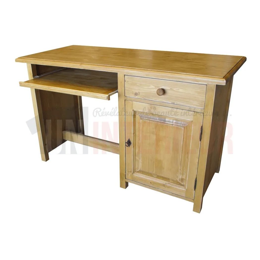 Bureau informatique repose-pied en pin massif - Work