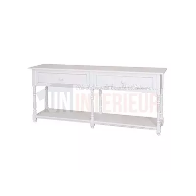Grande console en pin massif, 2 tiroirs - Margery