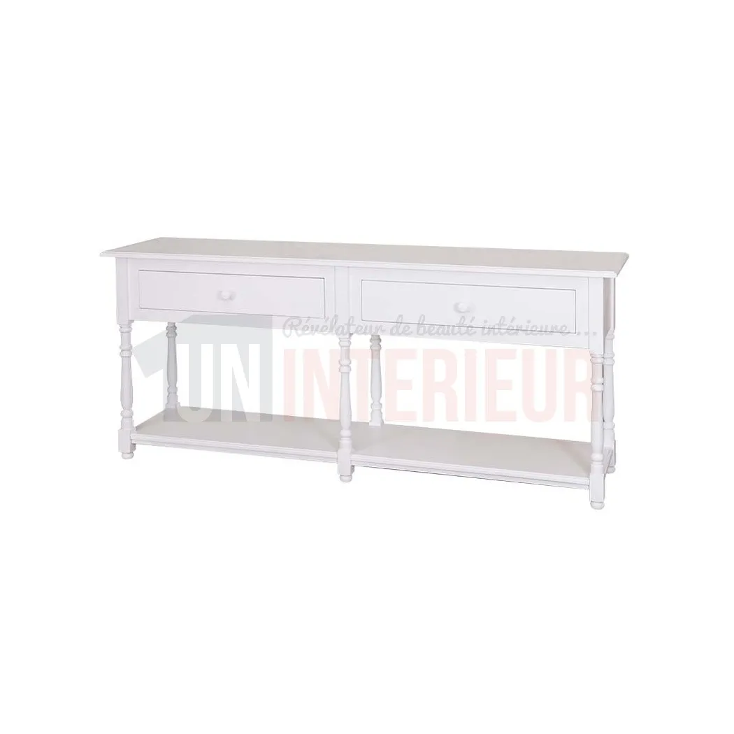 Grande console en pin massif, 2 tiroirs - Margery