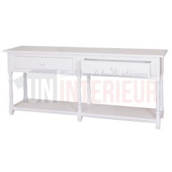 Grande console en pin massif, 2 tiroirs - Margery