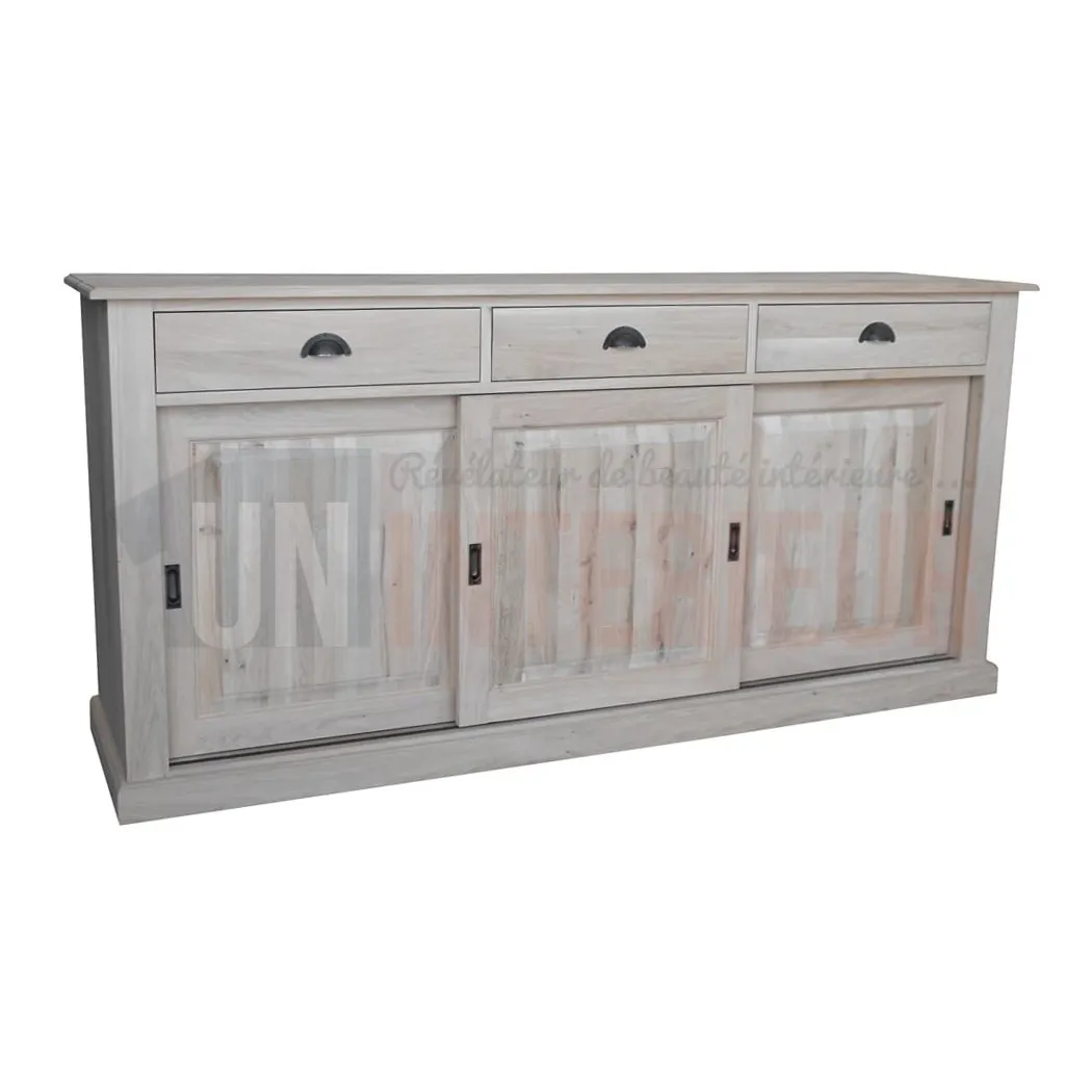 Buffet en chêne massif 3 portes coulissantes ou bahut - Luton