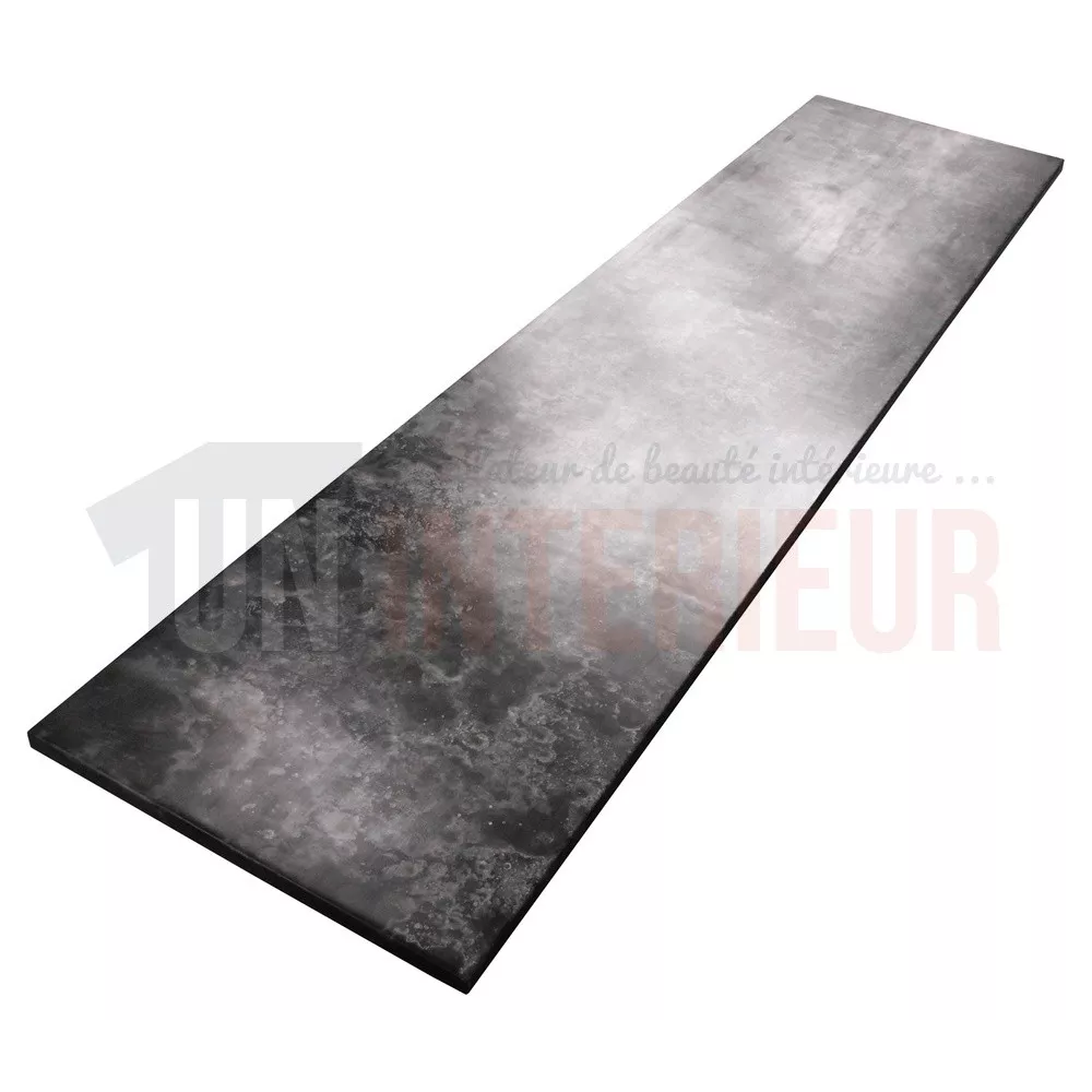 Grand plan de travail en zinc véritable "marbré" sur mesure - Zinc d'art