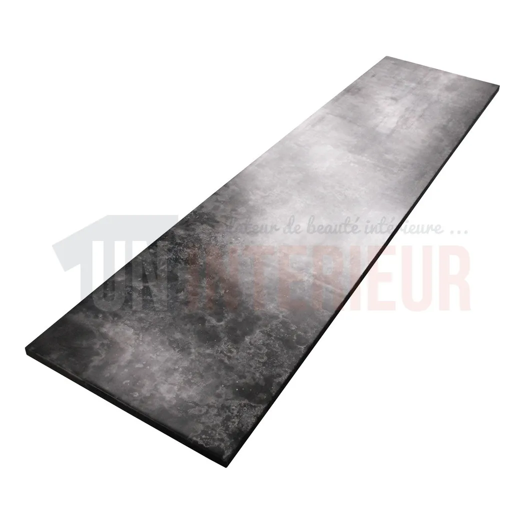Grand plan de travail en zinc véritable "marbré" sur mesure - Zinc d'art