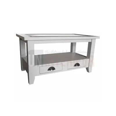 Table basse en pin massif plateau verre - Glossy