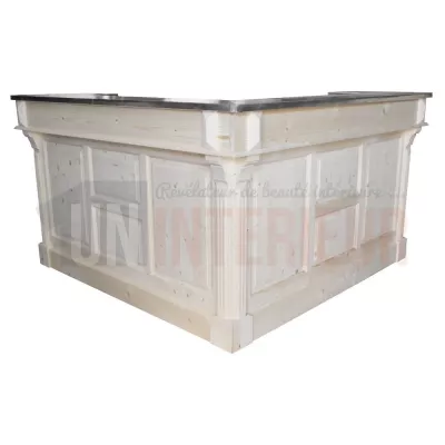 Comptoir de bar d'angle 180cm x 180cm en pin massif et zinc - Chester