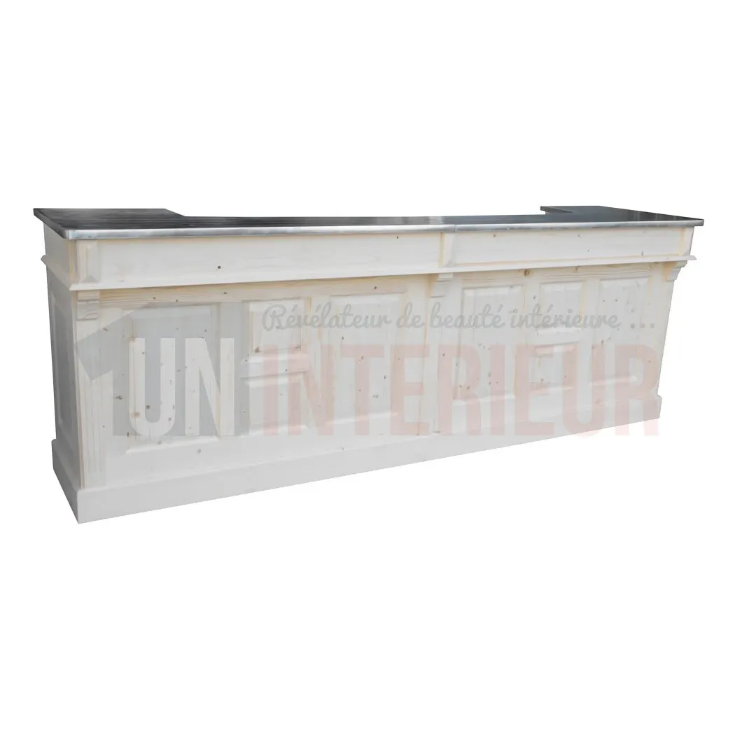 Grand comptoir de bar en pin massif de 300cm de large - Chester