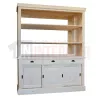 Back-bar meuble arrière de bar en pin massif 180cm, avec miroir et portes coulissantes - Chester