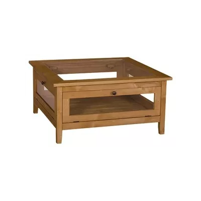 Table basse collectionneur en pin massif carrée - Glossy