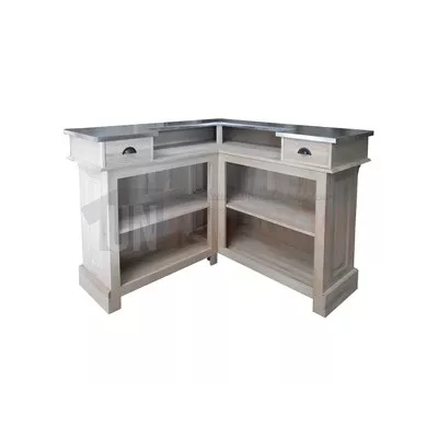 Comptoir de bar à pans coupés en pin massif 160cm, plateau granit - Preston