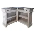 Comptoir de bar d'angle 140cm x 140cm en chêne massif - Chester