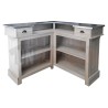 Comptoir de bar d'angle 140cm x 140cm en chêne massif - Chester