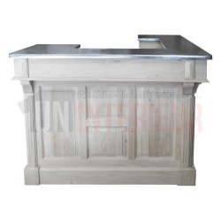 Comptoir de bar d'angle 140cm x 140cm en chêne massif - Chester