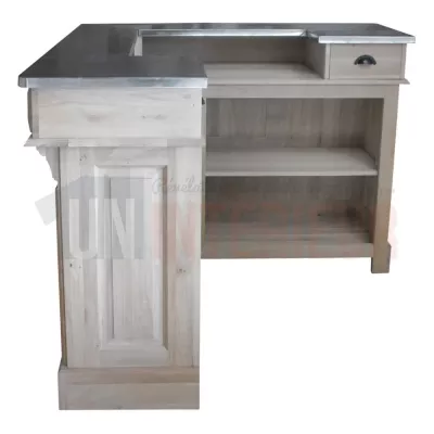Comptoir de bar d'angle 140cm x 140cm en chêne massif - Chester