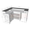 Comptoir de bar d'angle en pin massif 180cm x 140cm avec espace Frigo, retour à gauche - Chester