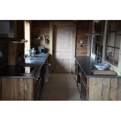 Petit meuble évier de cuisine en pin massif, timbre d'office inclus - Straight