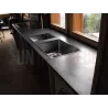 Ensemble plans de travail en zinc avec intégrations pour deux éviers et plaque - Zinc classique