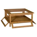 Table basse collectionneur en pin massif carrée - Glossy
