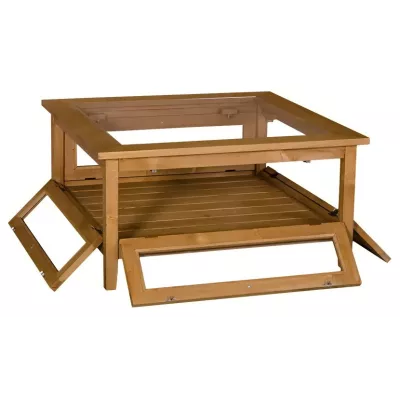 Table basse collectionneur en pin massif carrée - Glossy