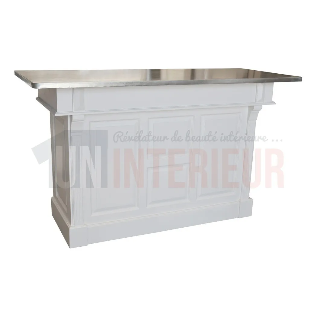 Ilot de cuisine haut en pin massif 180cm - Chester