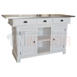 Ilot de cuisine haut en pin massif 180cm - Chester