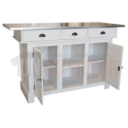 Ilot de cuisine haut en pin massif 180cm - Chester
