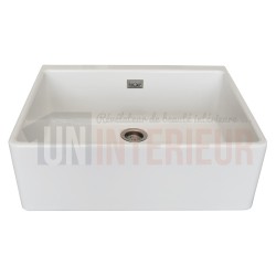 Évier timbre d'office 60cm en céramique hygiénique avec kit d'évacuation complet - Coat