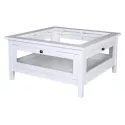 Table basse collectionneur en pin massif carrée - Glossy