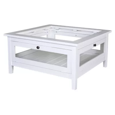 Table basse collectionneur en pin massif carrée - Glossy