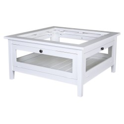 Table basse collectionneur en pin massif carrée - Glossy