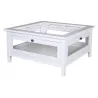 Table basse collectionneur en pin massif carrée - Glossy