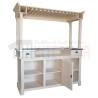 Comptoir de bar 180cm + galerie ou ciel de bar en pin massif - Chester