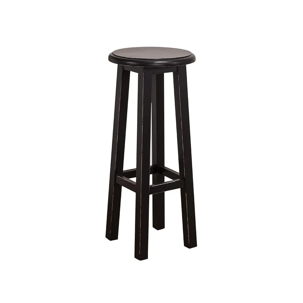 Tabouret de bar en pin massif assise ronde et sans dossier - Chester