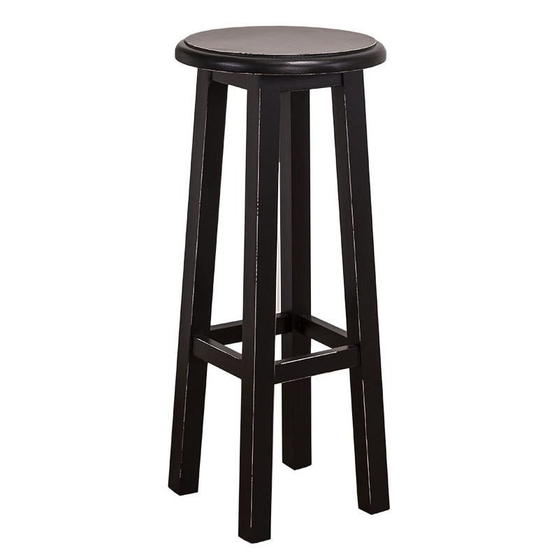 Tabouret de bar en pin massif assise ronde et sans dossier - Chester