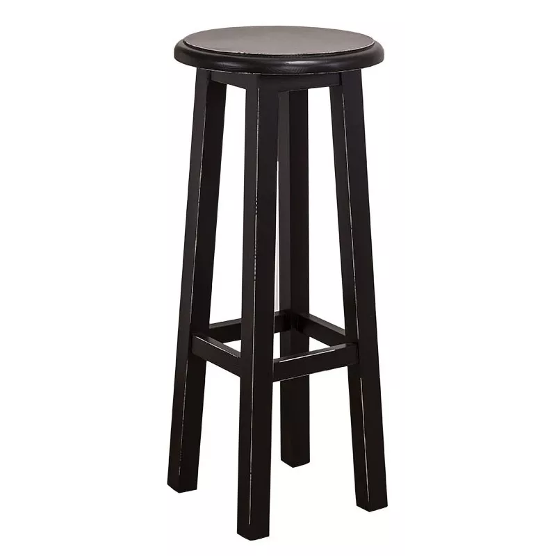 Tabouret de bar en pin massif assise ronde et sans dossier - Chester