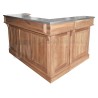 Bar d'angle 180cm x 140cm avec espace frigo en chêne massif, retour à gauche - Chester
