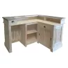 Comptoir de bar d'angle en pin massif 180cm x 140cm avec espace frigo, retour à droite - Chester