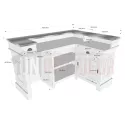 Comptoir de bar d'angle en pin massif 180cm x 140cm avec espace frigo, retour à droite - Chester