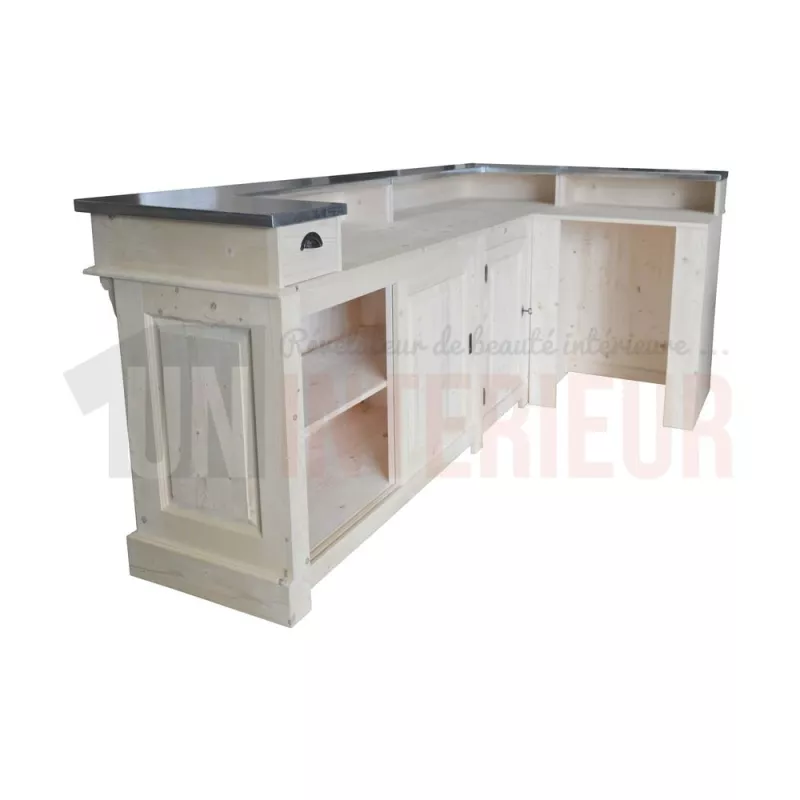 Bar d'angle 240cm x 140cm en pin massif - CHR