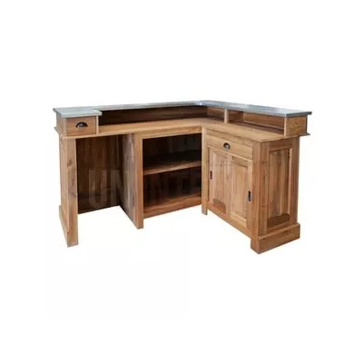 Meuble évier de cuisine en pin massif, évier céramique inclus à gauche - Straight