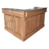 Bar d'angle 180cm x 140cm avec espace frigo en chêne massif, retour à droite - Chester