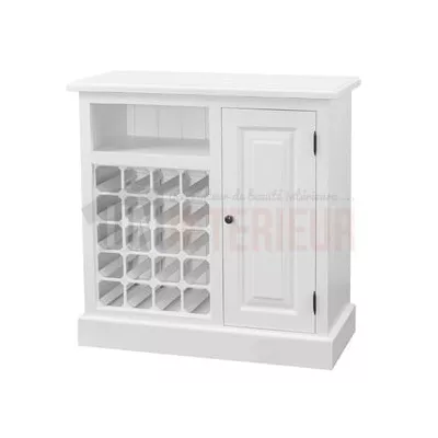 Grand meuble bar de 210cm en pin massif avec plateau zinc - Chester