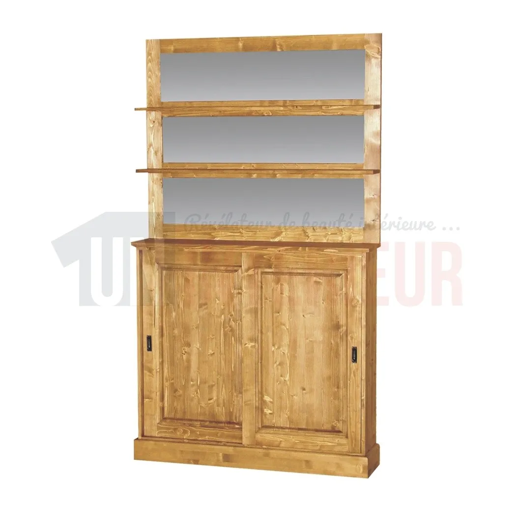 Meuble fond de comptoir de bar en pin massif 120cm - Glasgow