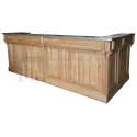 Bar d'angle 300cm x 140cm avec espace frigo en chêne massif, retour à gauche - Chester