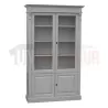 Bibliothèque vitrine en pin massif de 120cm, 2 portes vitrées et 2 portes pleines - Loundry