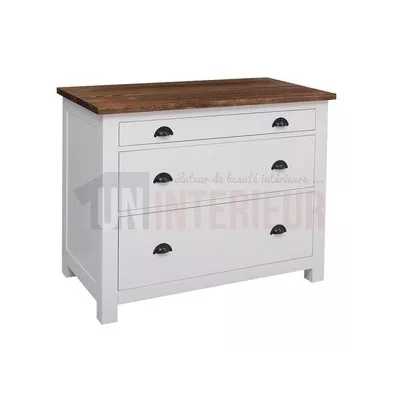 Petit comptoir de bar en pin massif 120cm, plateau laiton - Chester