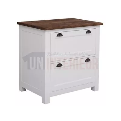 Rangement de cuisine en pin massif, 3 tiroirs sur rails métal - Straight