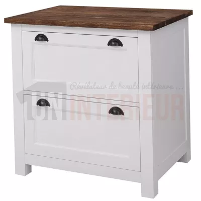 Rangement de cuisine type casserolier en pin massif, 2 tiroirs sur rails métal - Straight