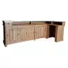 Bar d'angle 300cm x 140cm avec espace frigo en chêne massif, retour à droite - Chester