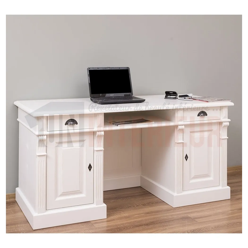 Grand meuble bureau de 160cm en pin massif - President