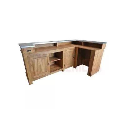 Meuble comptoir d'accueil et de bureau 150cm en pin massif - Chester